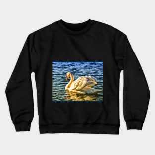 Swan wading on water in sunshine Crewneck Sweatshirt